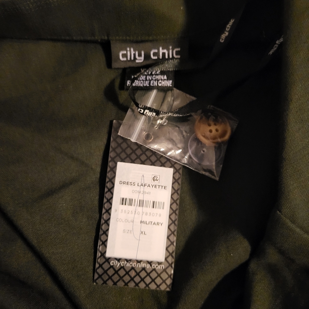NWT City Chic Women Dress Lafayette,  Size XL/22,  Green, Linen Blended, Office - Picture 10 of 16